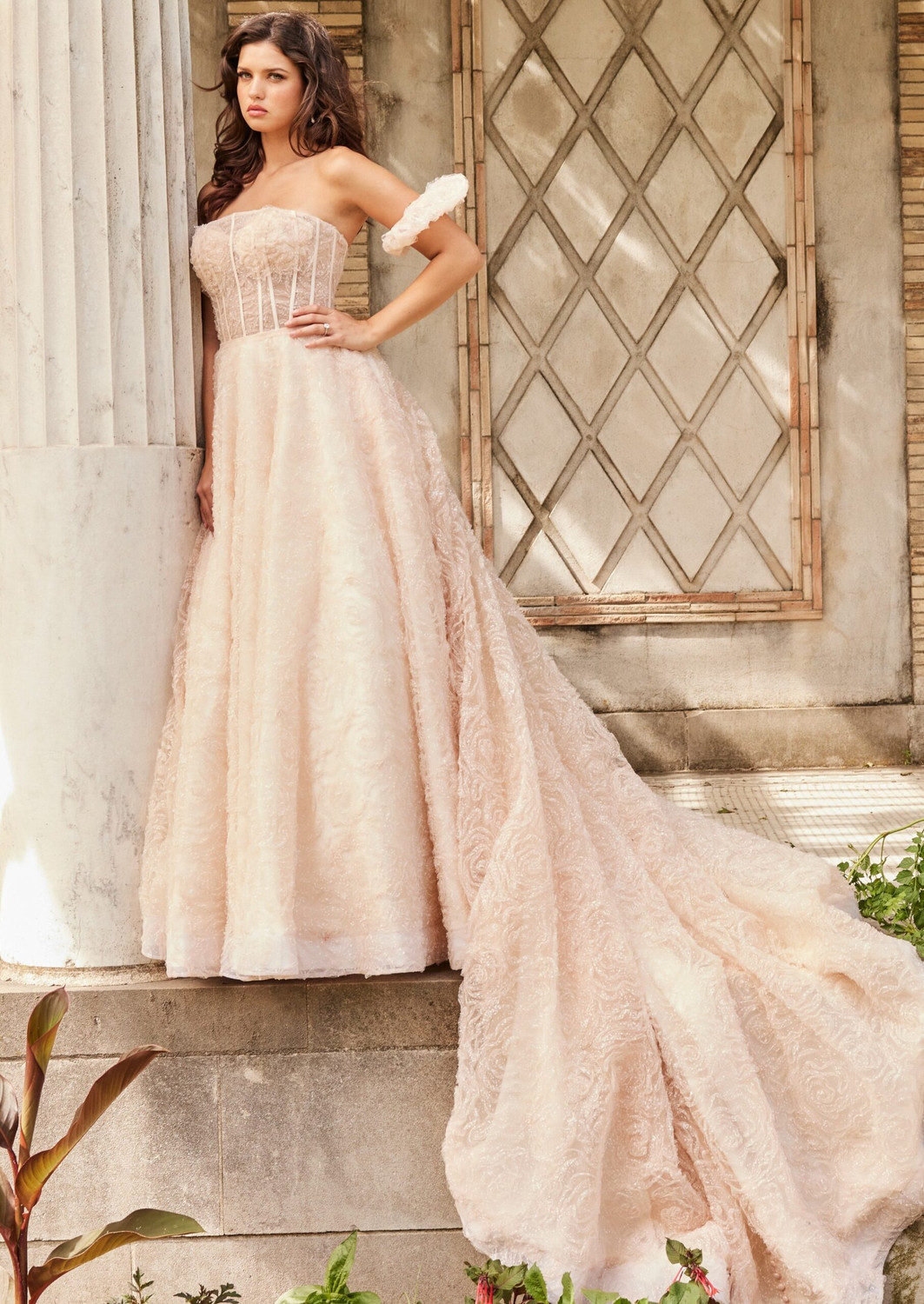 Jovani JB26341 Lace Corset Sweetheart Neck Wedding Dress
