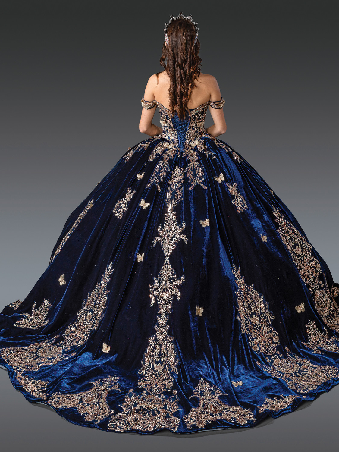 sachin and babi light blue dress Floral Embroidered Off the Shoulder A-Line Gown main image 1