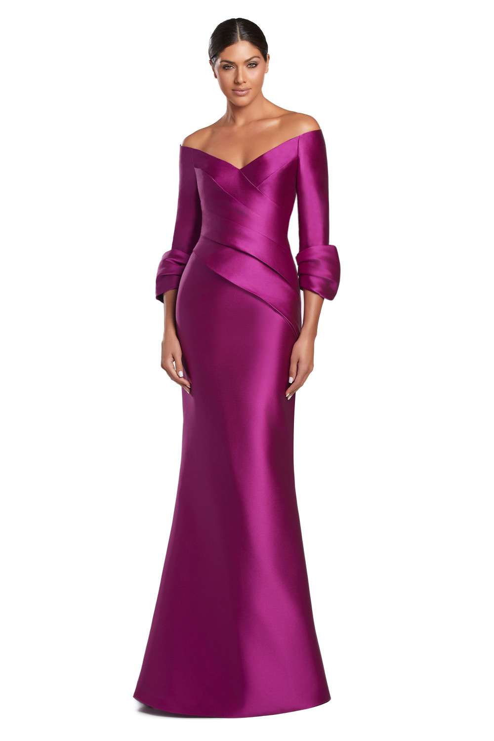 slim fit dress slacks Sequin Fitted Long Sleeve Slit Gown by Ladivine CH054 main image 1