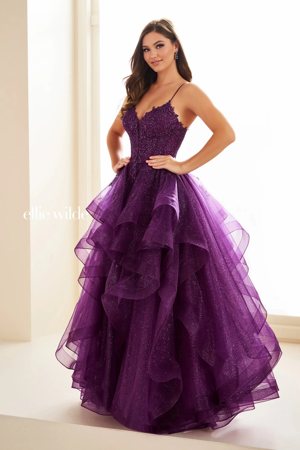 ellie wilde burgundy dress Ellie Wilde Corset Bodice Ball Gown Prom Dress EW34036 Orange / 8