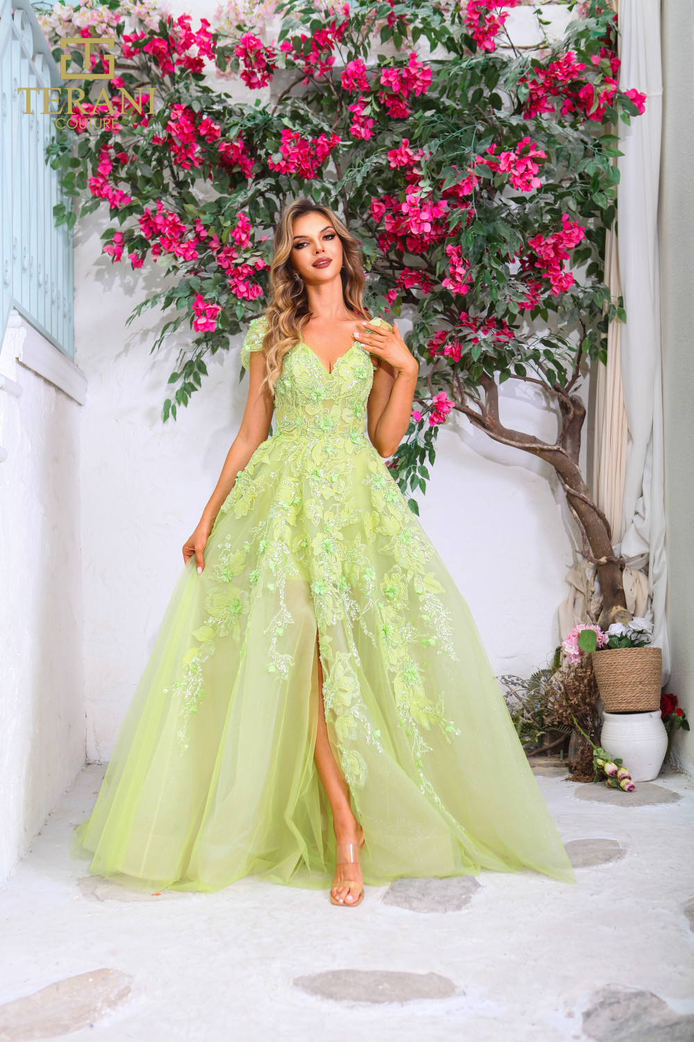 open lace back dress Terani Couture 251P4641 Sweetheart Beaded Tulle Strapless Trumpet Prom Dress Navy / 2 main image 0
