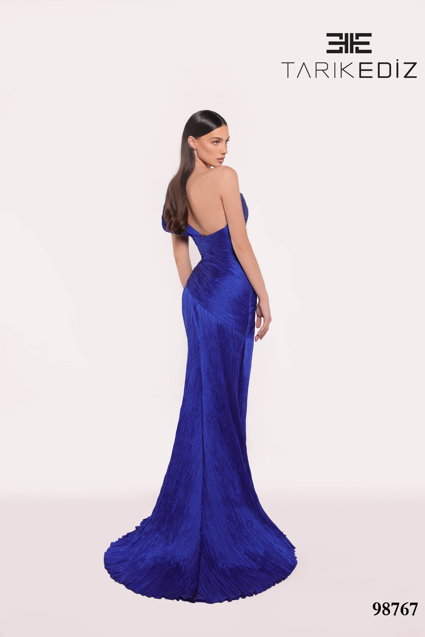 open lace back dress Tarik Ediz 98723 Cristina Gown Bijou Blue / 12 main image 1