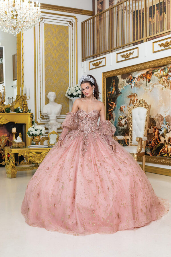 gold rose quince dress Rose Gold Quinceanera Ball Gown by Dylan & Davids - Full Length main image 0