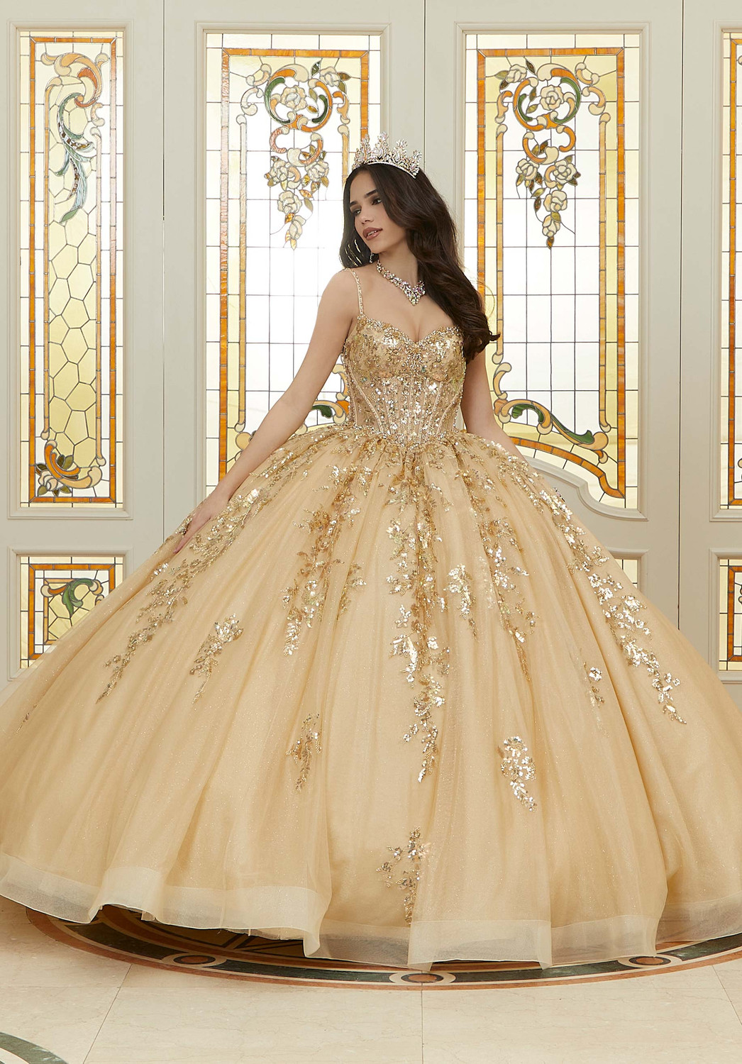 sequin quinceanera dress Long Bal Gown Sequin Quinceanera Dress