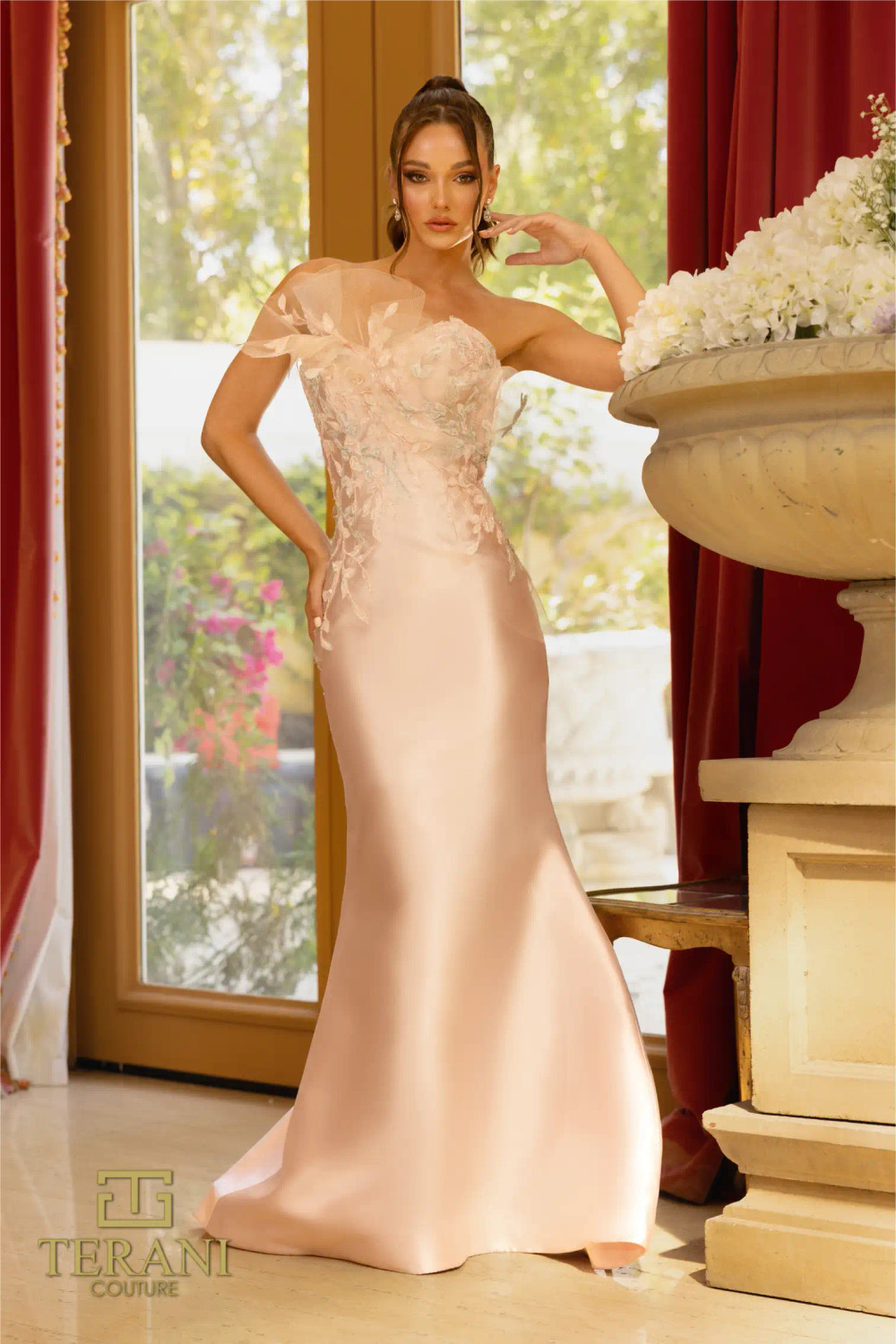 Terani Couture 242E3164 Mikado Strapless Trumpet Long Dress