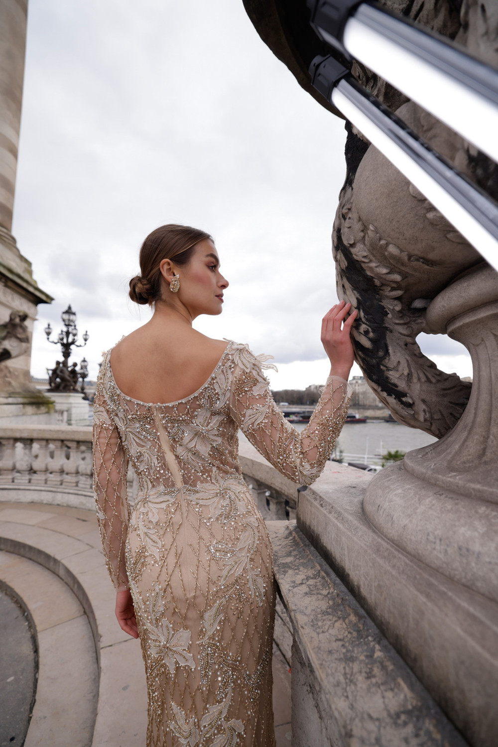 long sleeve high slit dress Primavera 4551 Sequin High Slit Prom Dress 2026