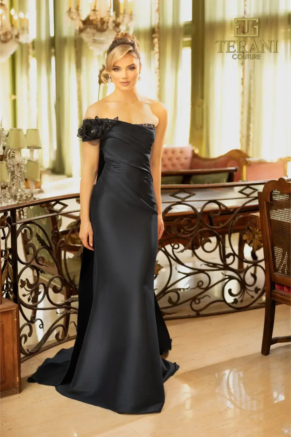 Terani Couture 242M3314 Stretch Mikado One Shoulder Dress