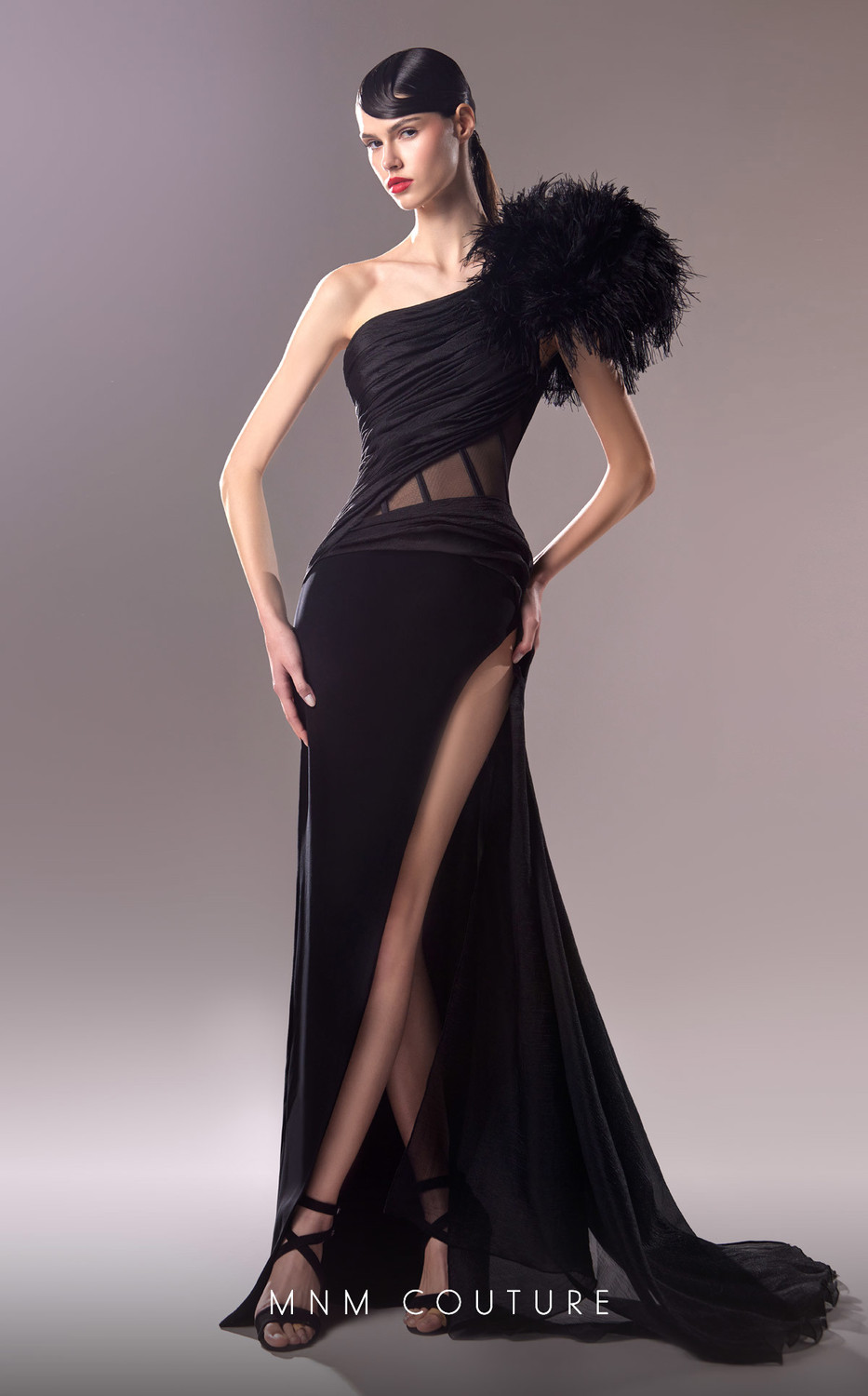 open lace back dress Happy Clothing Hayley Gray Organza Flared Maxi Dress