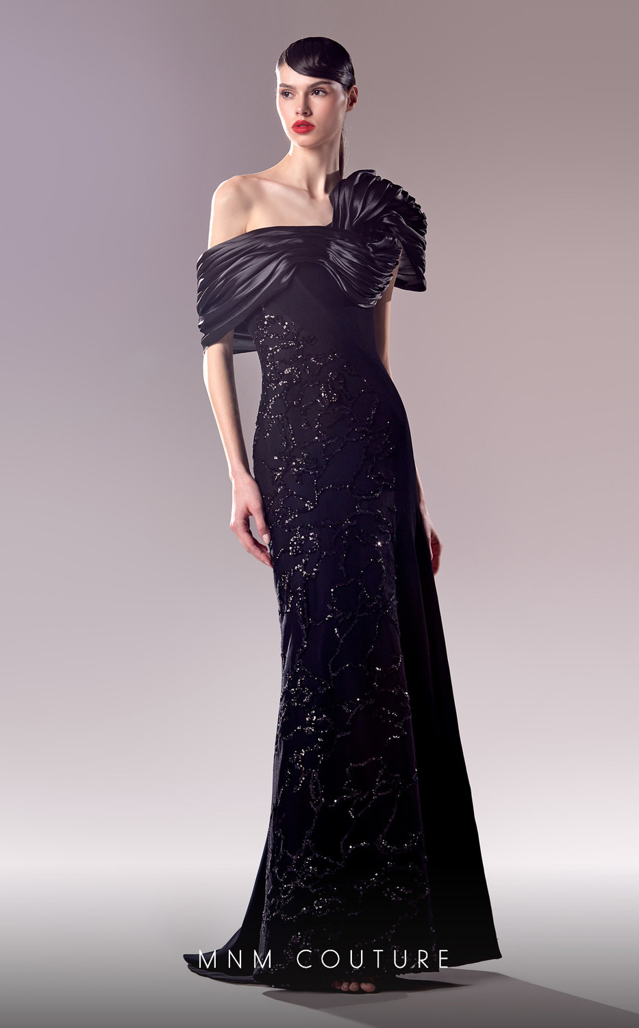 long black lace dressing gown Black Lace Long Sleeves V-neck Sheath With Front Slit Formal Dresses, –  clover sew main image 1