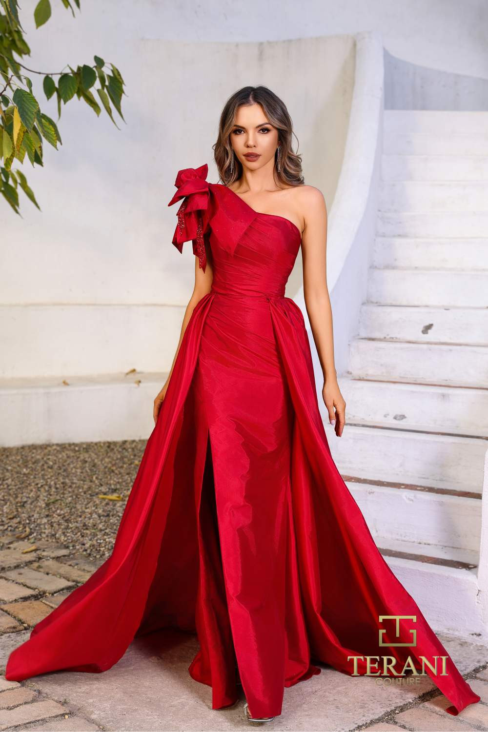 terani one shoulder dress Terani Couture 252E5531 Stretch Tafetta One Shoulder Dress