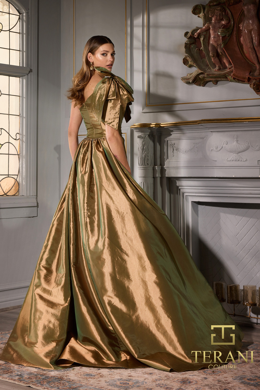 Terani Couture 252E5531 Stretch Tafetta One Shoulder Dress