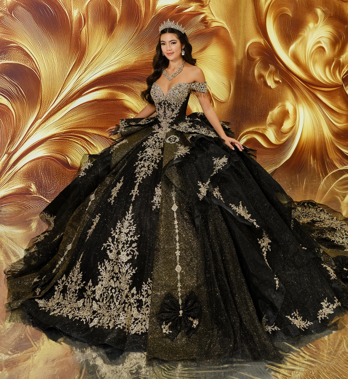 Princesa by Ariana Vara PR30203 Glitter Tulle Long Ball Gown