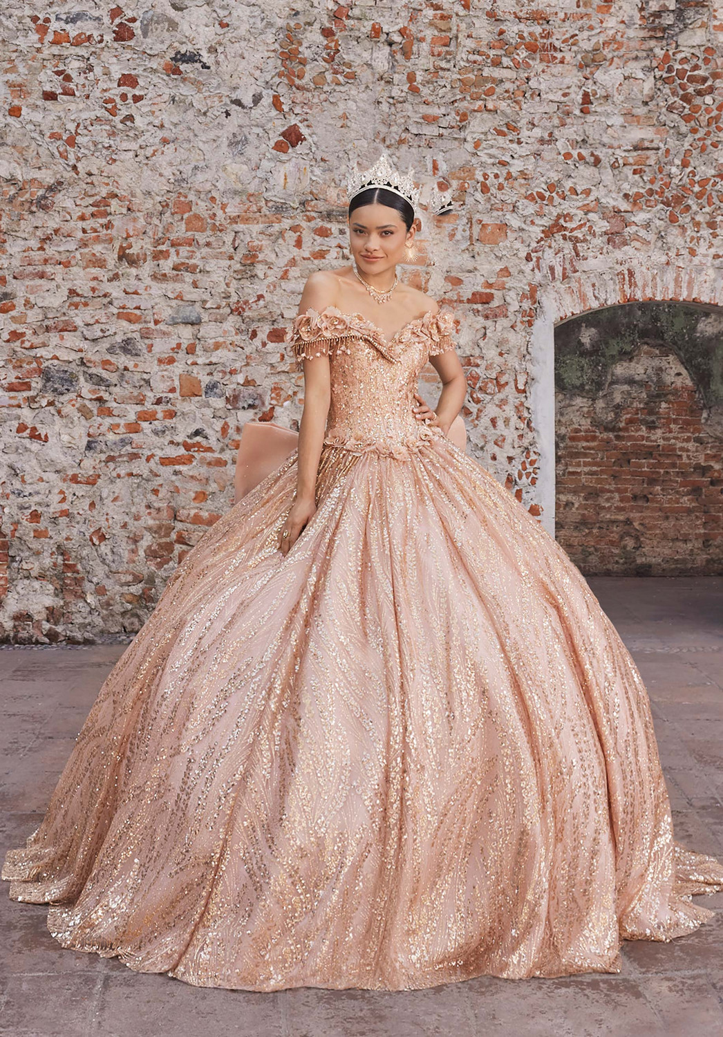 slim fit dress slacks Strapless Sweetheart Glitter Ball Gown by Elizabeth KGL2604 main image 1