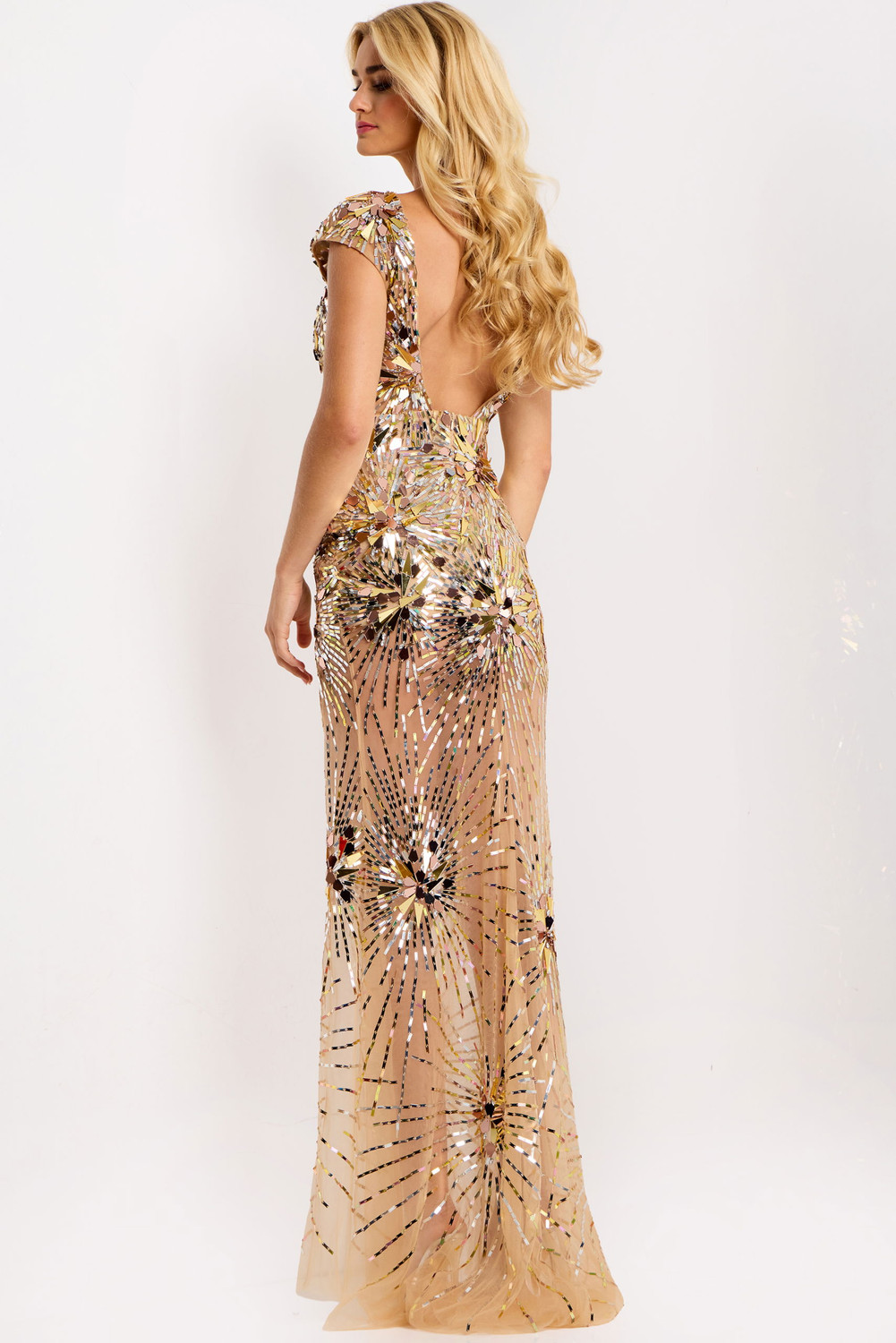 Jovani 48051 Glass Illusion Neckline Cap Sleeves Prom Dress Jovani 48051 Glass Illusion Neckline Cap Sleeves Prom Dress