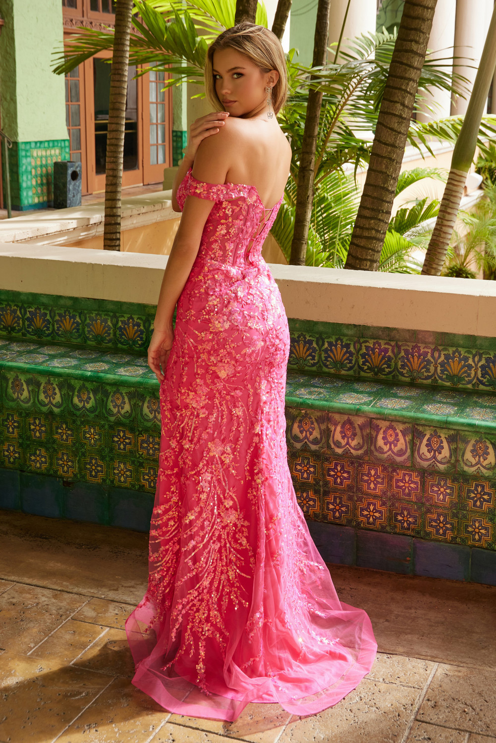 Nox Anabel T1504 Sequin Sweetheart Neck Off-shoulder Dress