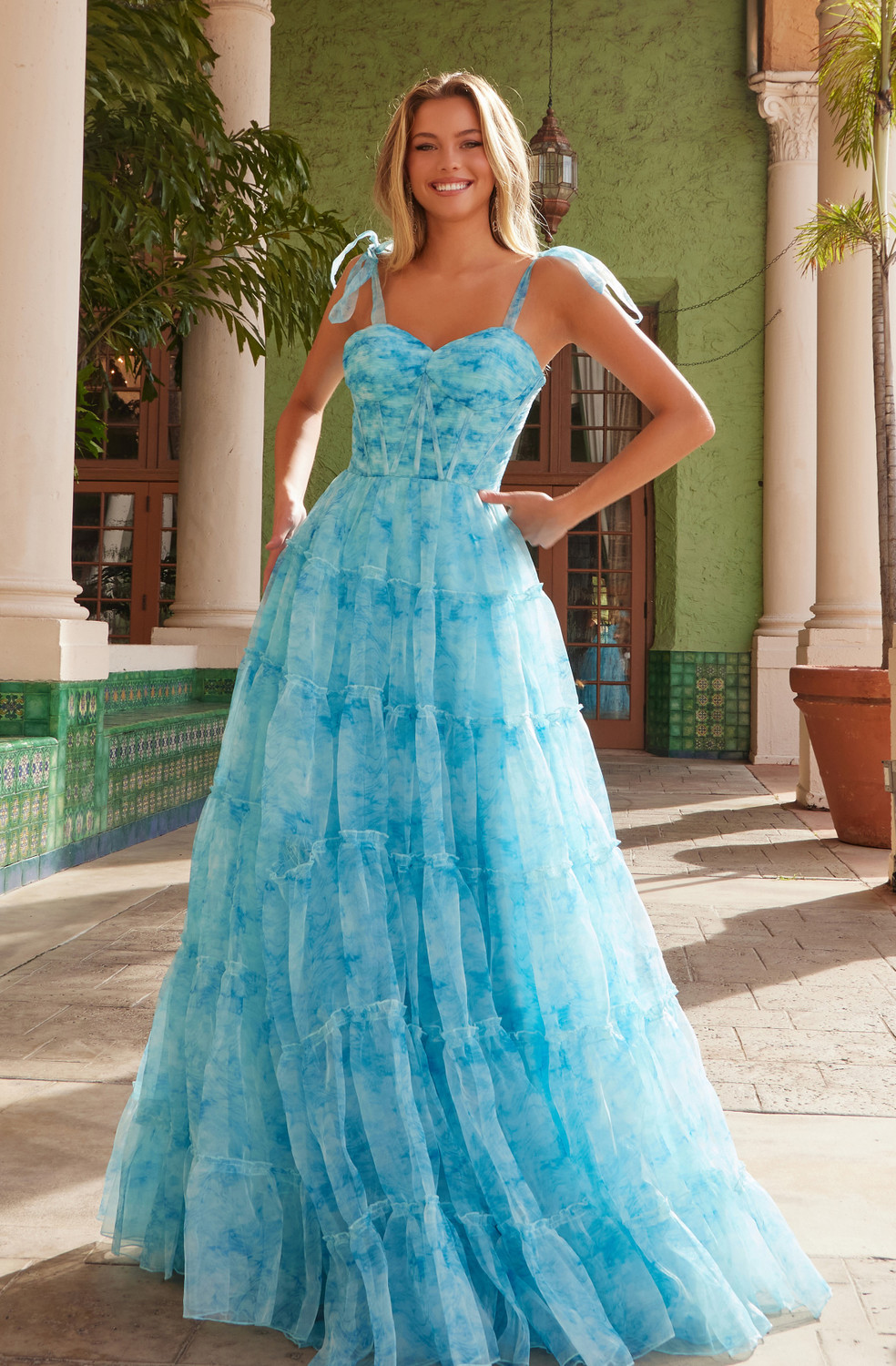 white christmas dresses 2 Piece Yellow Chiffon Sweetheart Lace Prom Dresses Long Evening Dress –  classygown main image 0