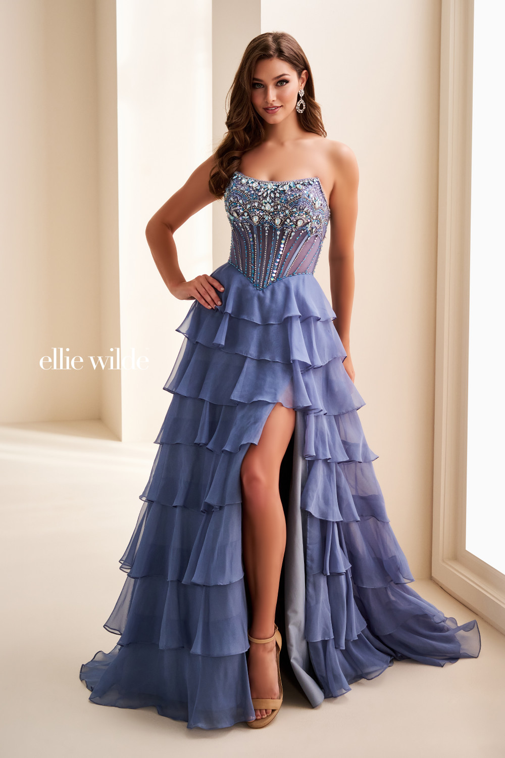 Ellie Wilde by Mon Cheri EW37057 Curved Neck Strapless Dress