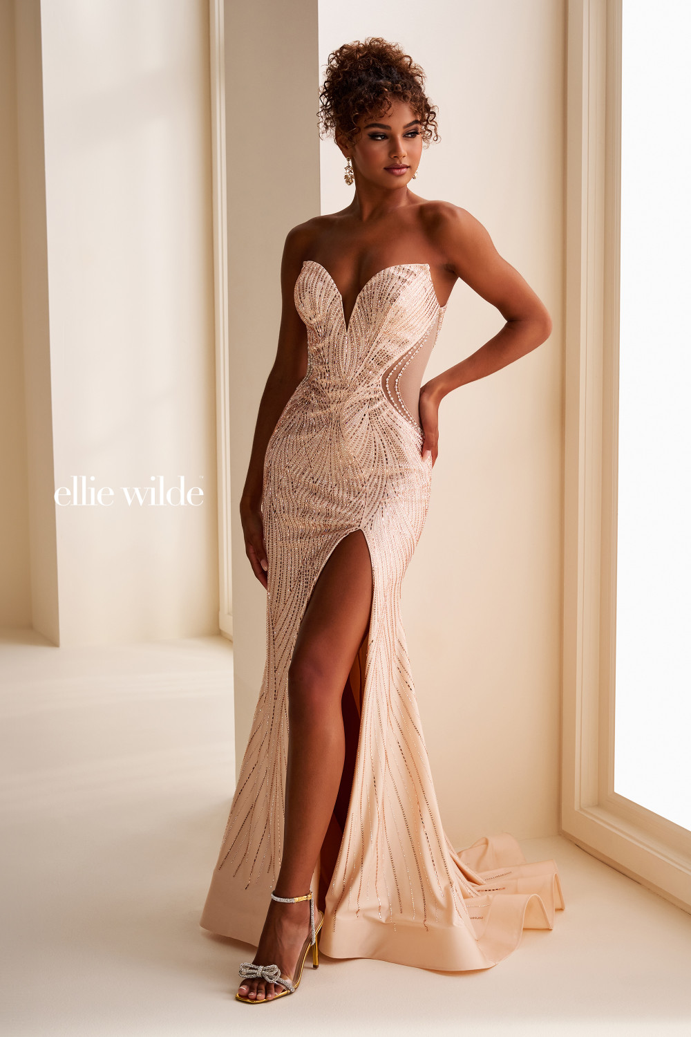 ellie wilde burgundy dress Ellie Wilde Corset Bodice Ball Gown Prom Dress EW34036 Orange / 8