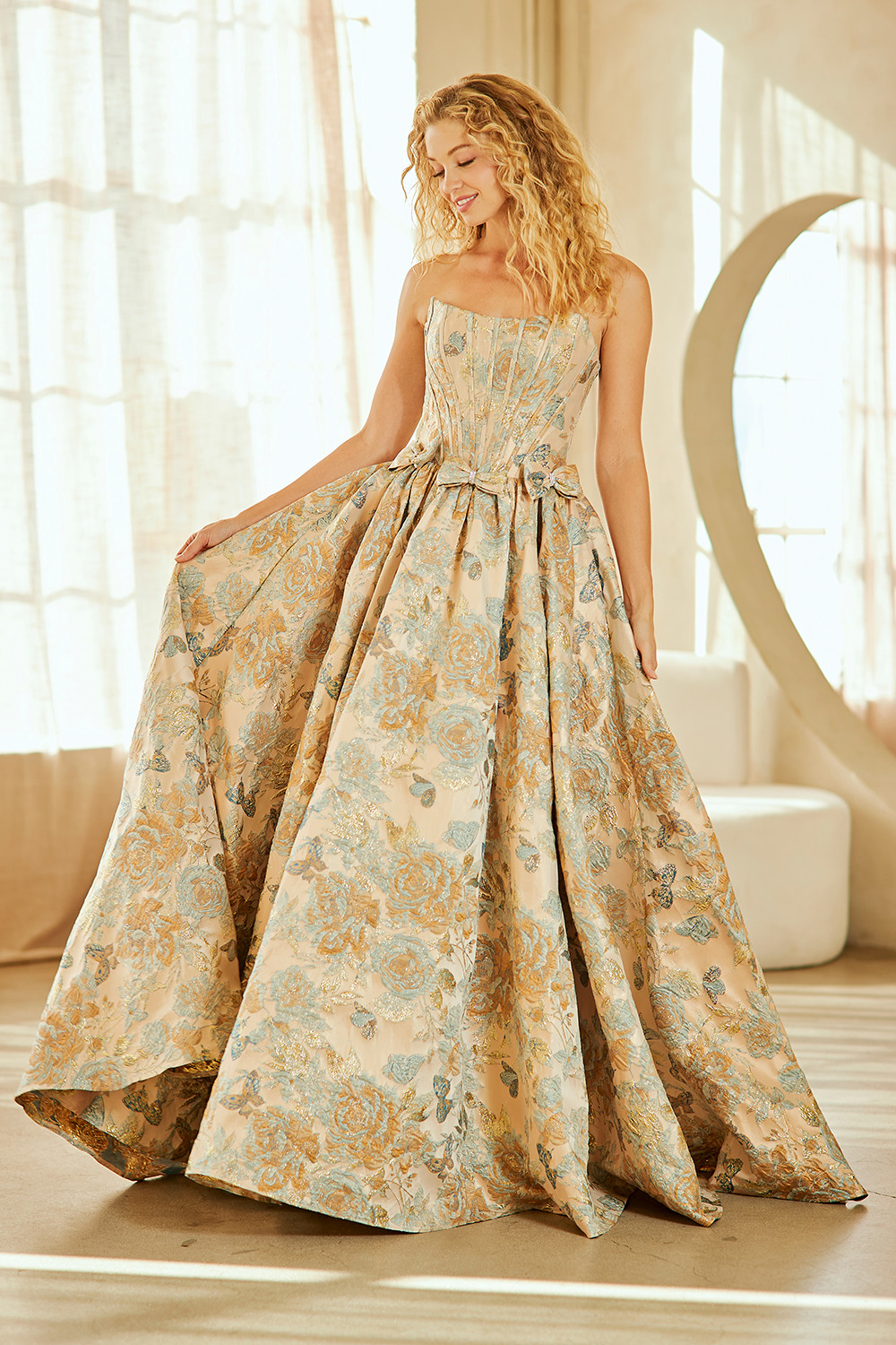 Amelia Couture 8068 Scoop Neckline Strapless Long Dress