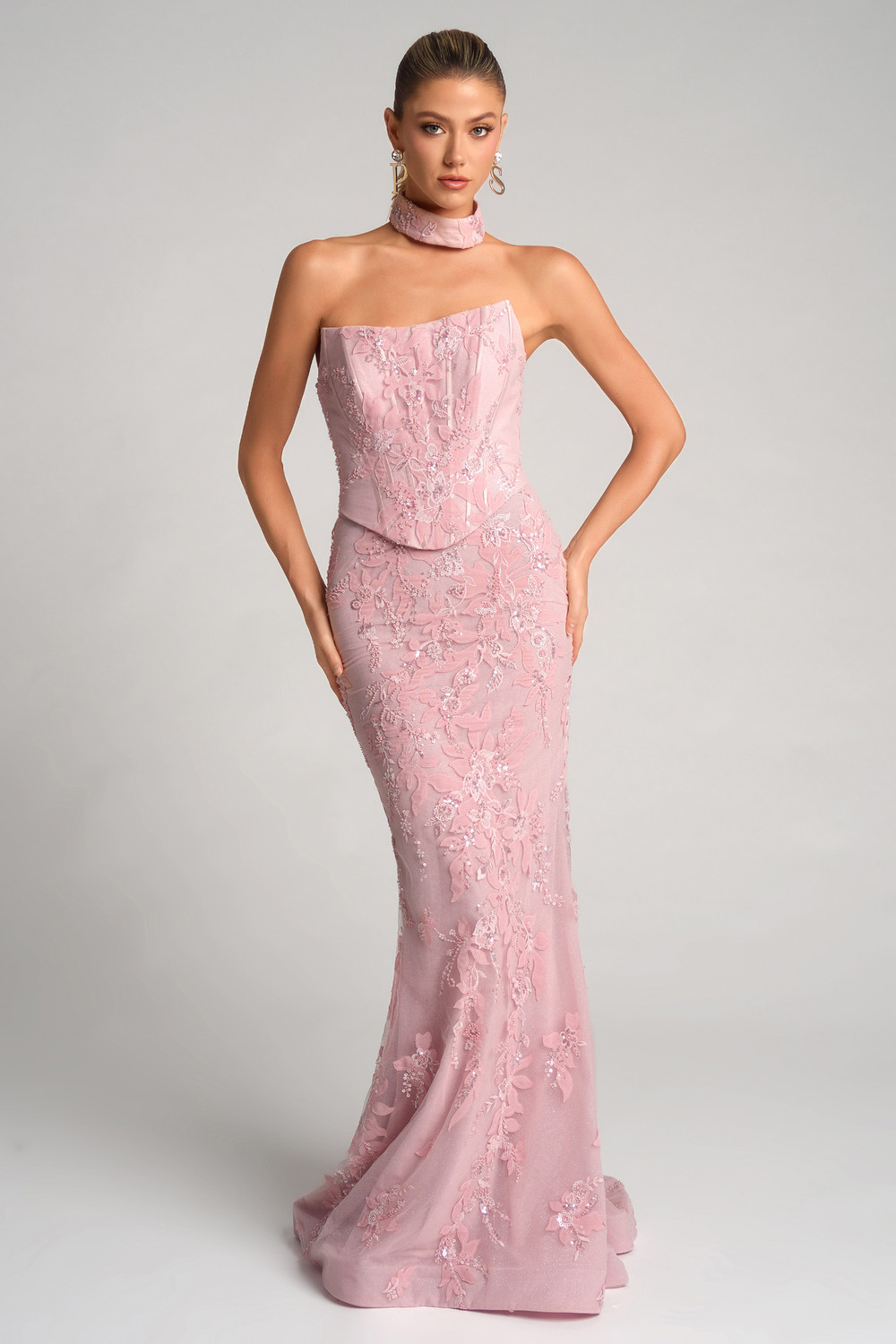Portia and Scarlett PS26005 Lace Square Neck Strapless Dress Portia and Scarlett PS26005 Lace Square Neck Strapless Dress