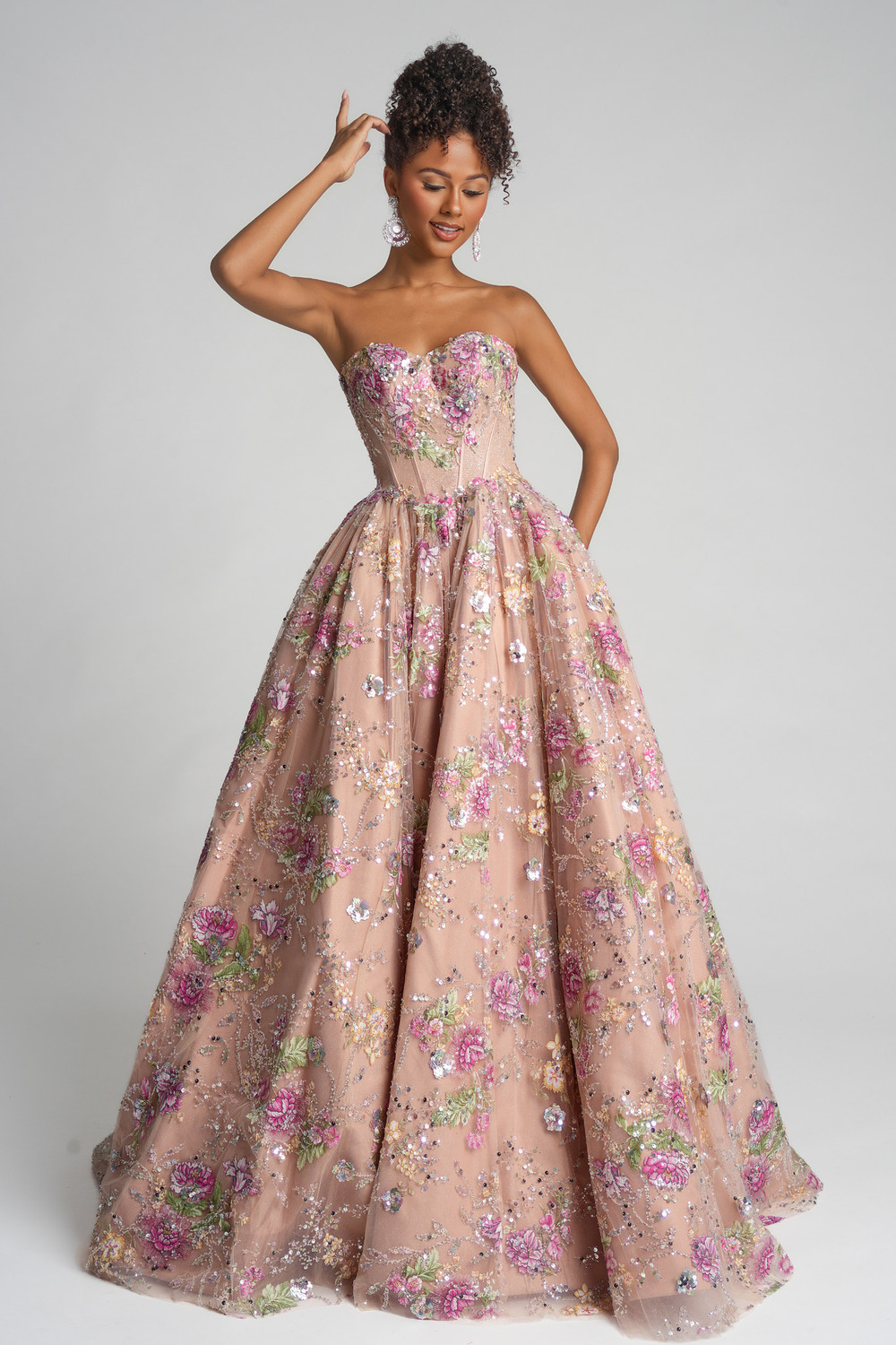 sequin strapless corset dress in pink Portia and Scarlett PS26215 Sequin Strapless Corset Dress