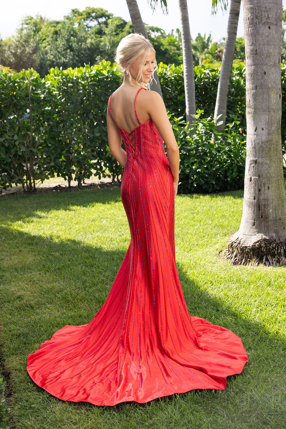 strapless open back dress Sweetheart Lace-Up Corset Skater Dress main image 1