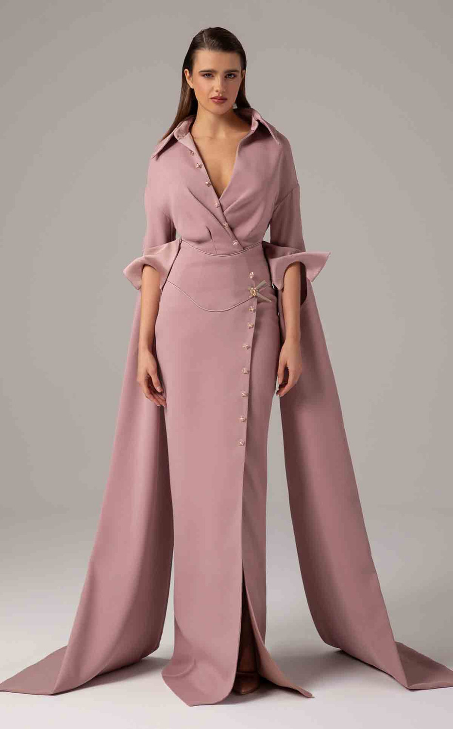 maxi dress women long sleeve Shona Joy - La Lune Plunged Long Sleeve Maxi Dress - White