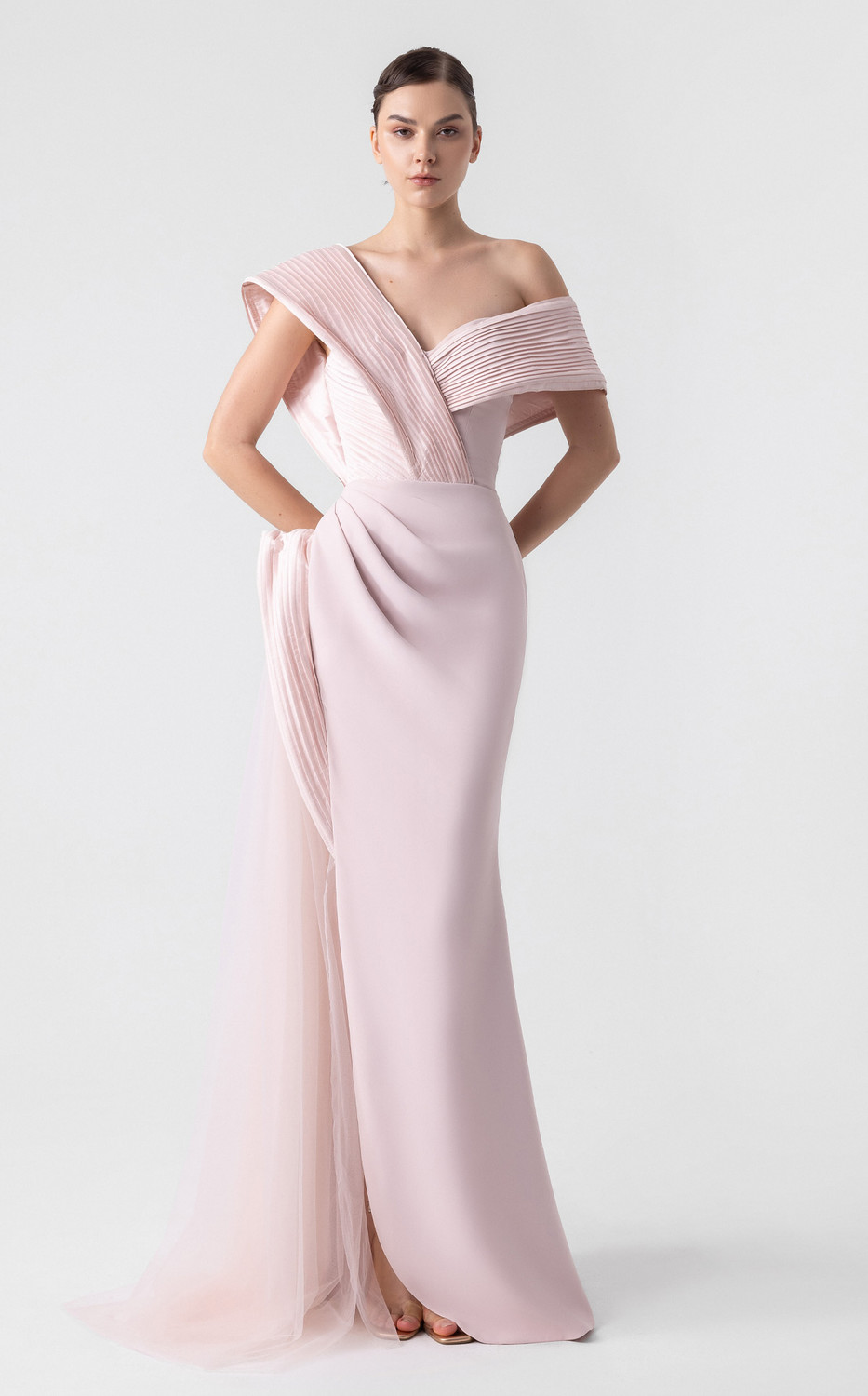 pink asymmetrical pleated dress Asymmetric pleated dress