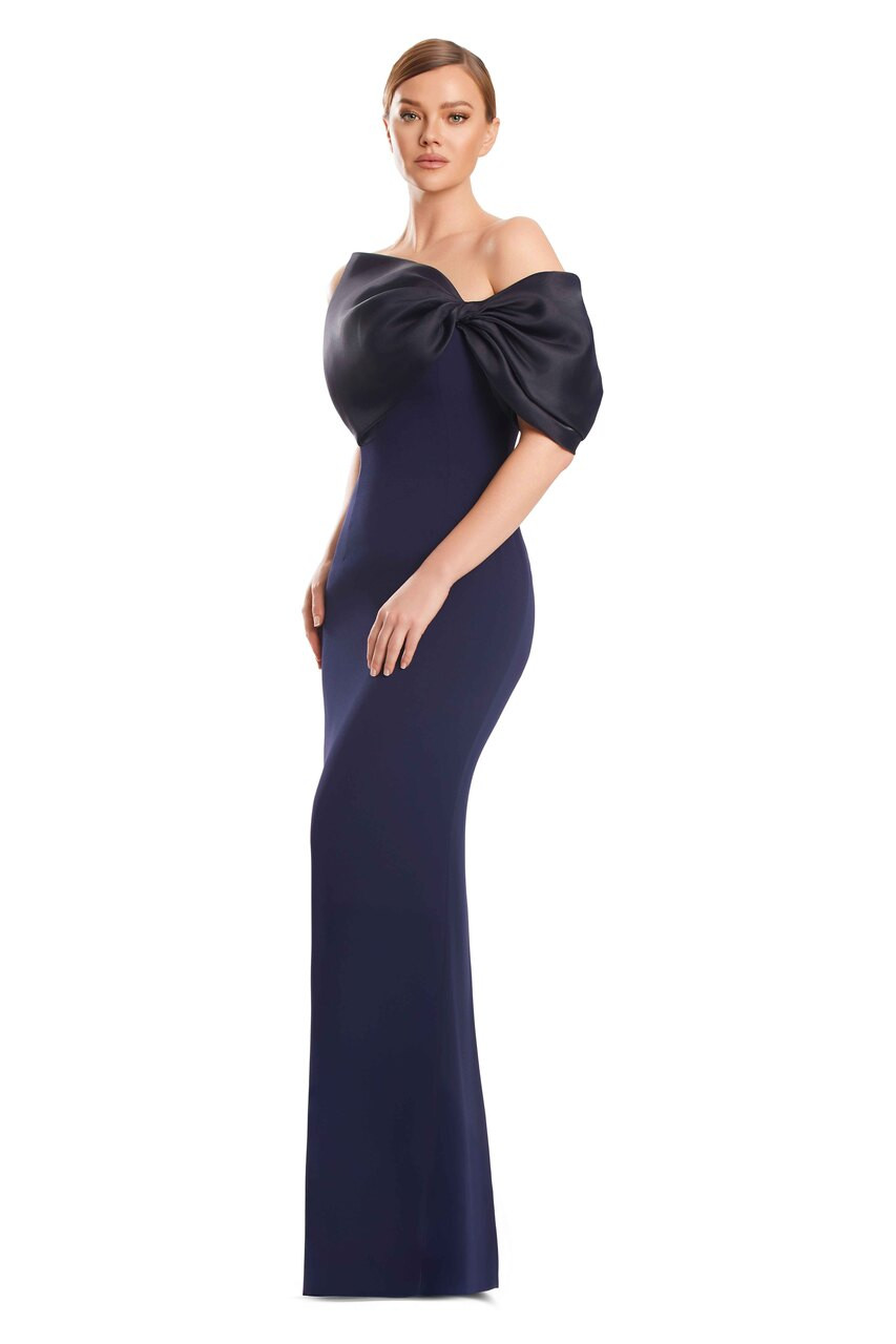 Alexander by Daymor 3248 Crepe Organza Oversized Bow Gown