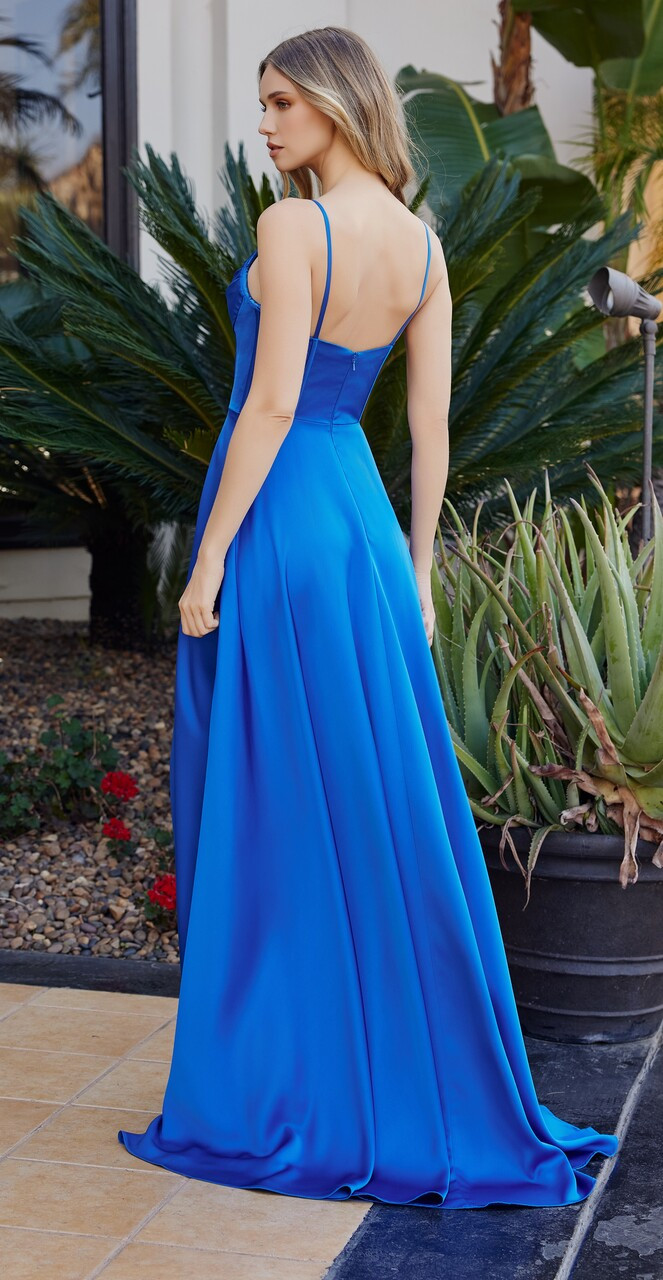 Nox Anabel A1744 Stretch Satin Scoop Neck Strapless Dress