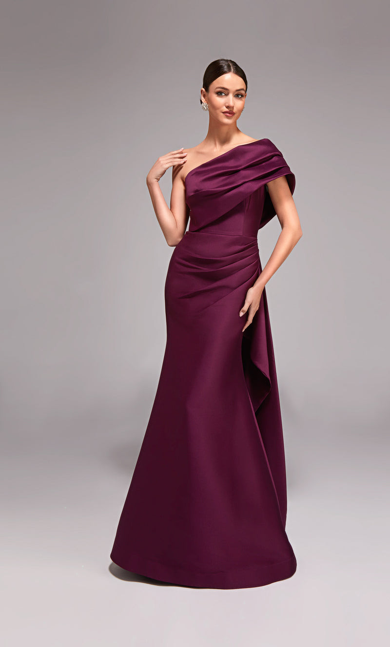 Alyce Paris 27838 Stretch Mikado One Shoulder Pleated Gown Alyce Paris 27838 Stretch Mikado One Shoulder Pleated Gown