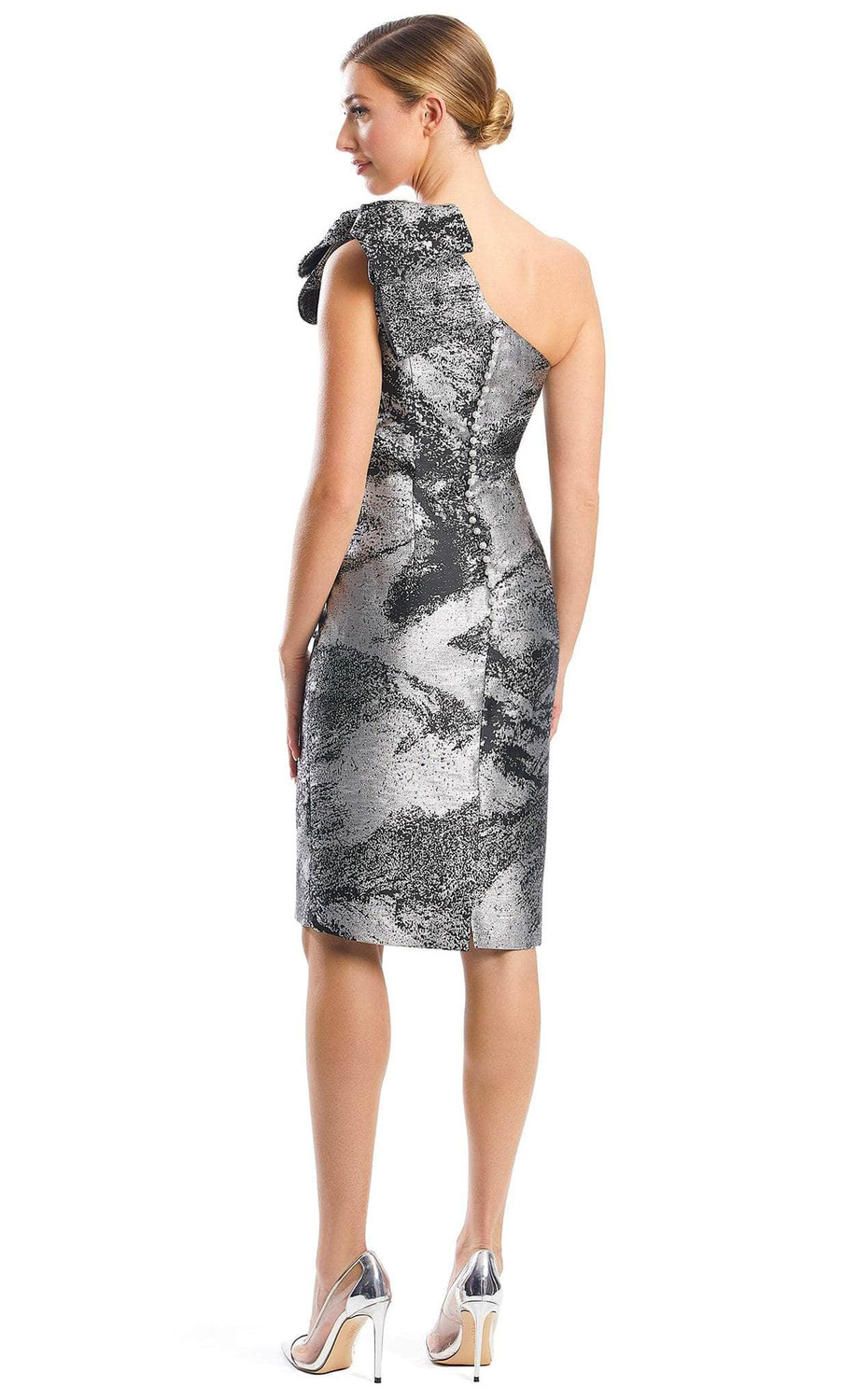 knee length asymmetrical dress Amelie Fitted Knee Length Dress With Asymmetrical Neckline In Atlantic Blue  | Rumour London