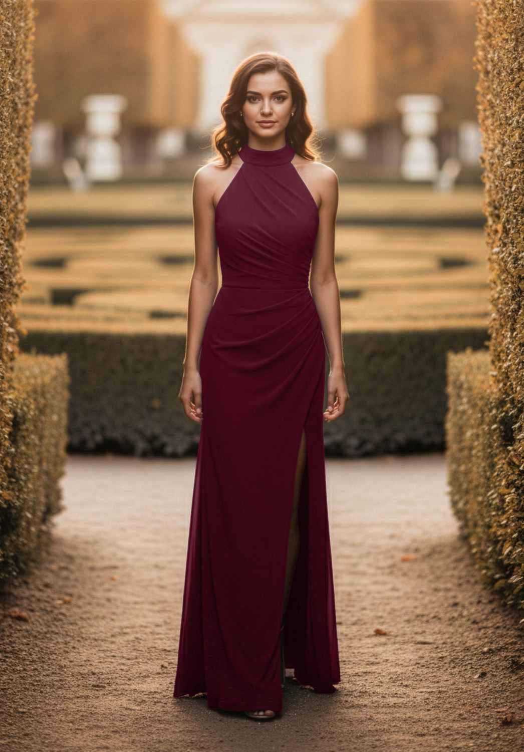 morilee bordeaux bridesmaid dresses 3030034 Chiffon Halter Neck A-line Dress Size:9 - 9.5 US SHEIN Belle Plus Size global-created_at-22/09/2025 11:49 AM French novelty