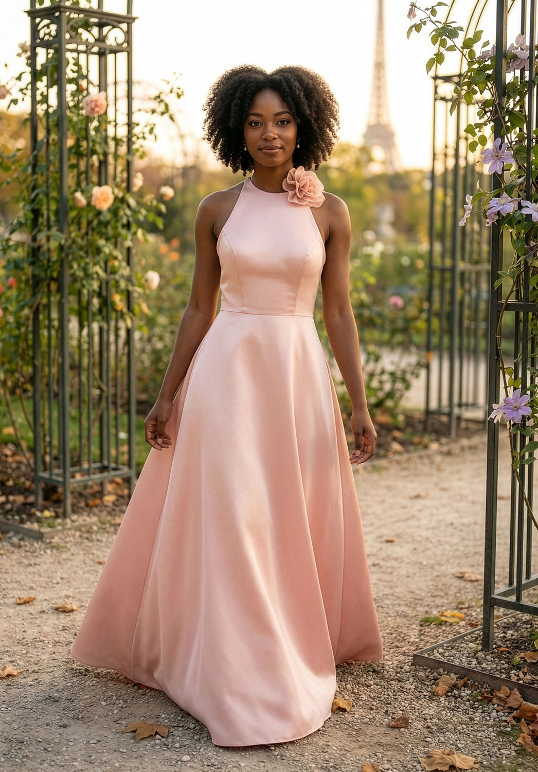 satin a line dress A-line Cowl Neck Sleeveless Floor-Length Stretch Satin Bridesmaid Dress with Pleated Ruffles Split S7494B - Bridesmaid Dresses
