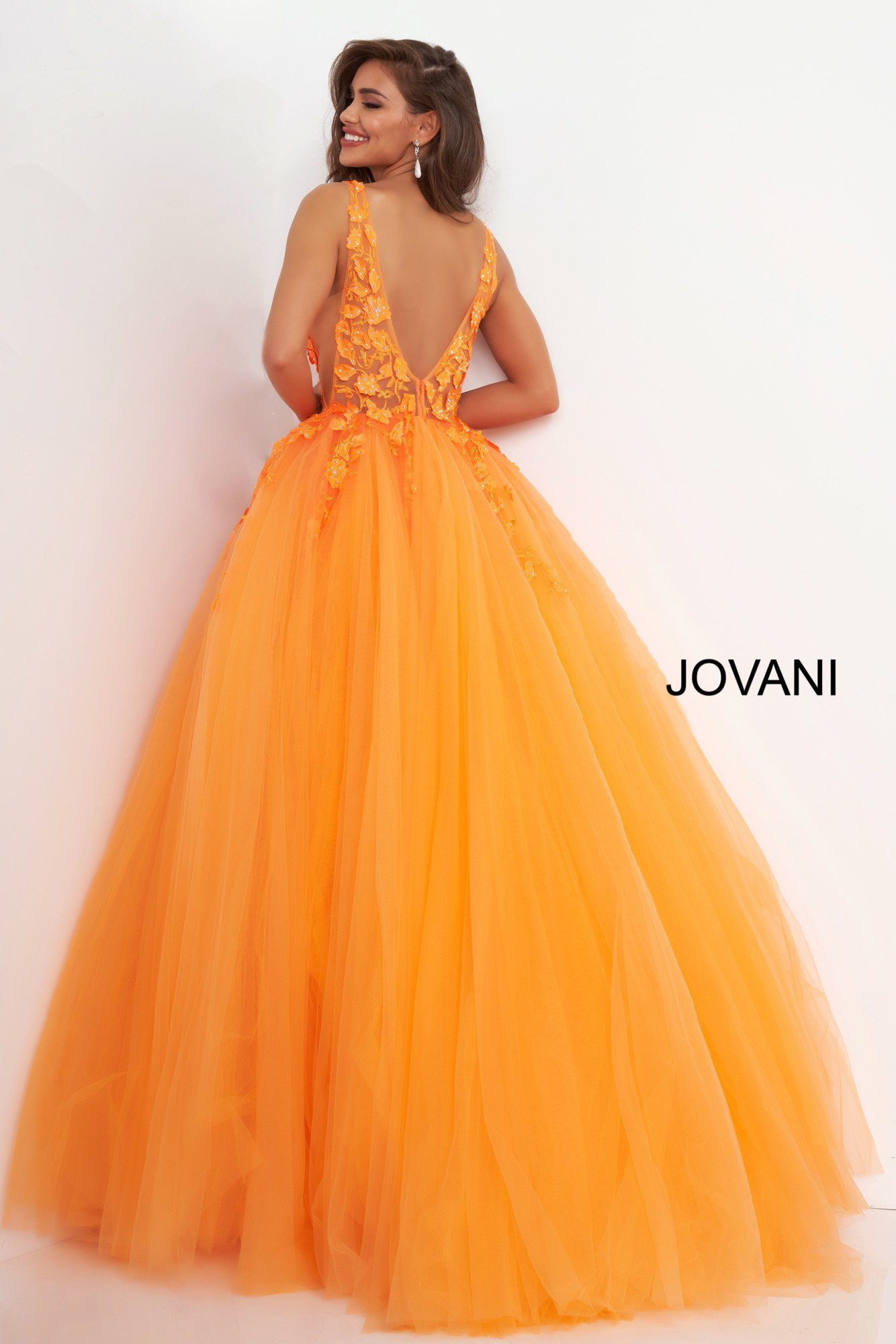 Jovani 02840 Floral Appliques Prom Ballgown