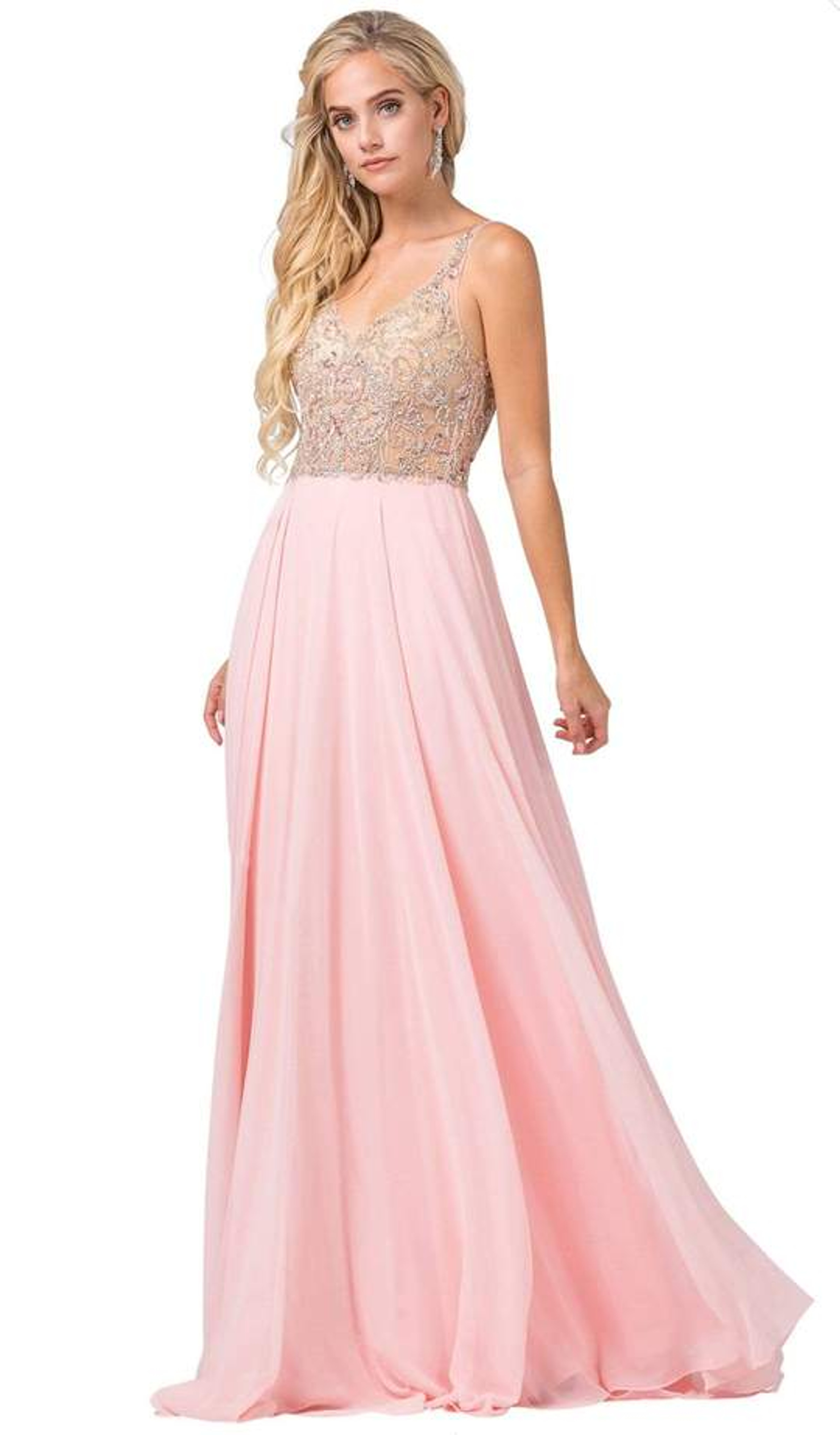 Dancing Queen 2615 Sleeveless Beaded Illusion Jewel Gown 7520