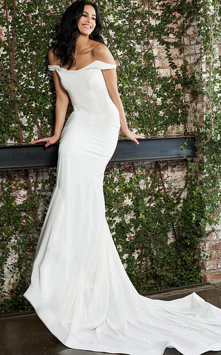 slim fit dress slacks Off The Shoulder Wedding Dress,Fit and Flare Wedding Dress,WD00917, US16W / Ivory