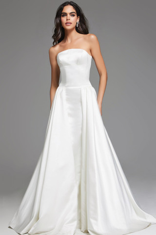 Jovani JB39250 Satin Strapless Sleeveless Wedding Dress Jovani JB39250 Satin Strapless Sleeveless Wedding Dress
