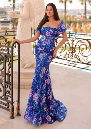 Clarisse 811283 Floral Detachable Shawl Strapless Dress