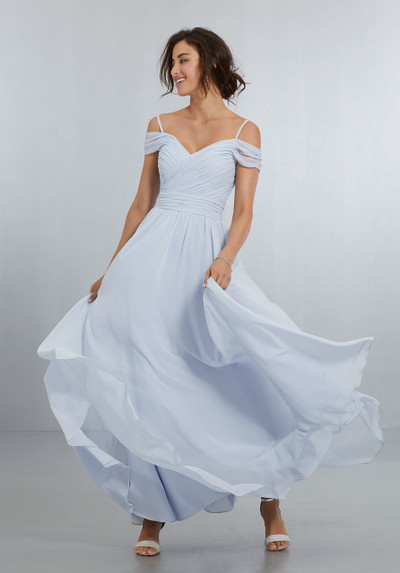 Morilee Bridesmaids 21566 Chiffon Off Shoulder A-Line Dress