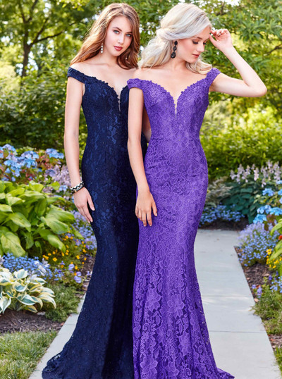 Clarisse 4801 Stretch Lace Off-shoulder Sweetheart Neck Gown