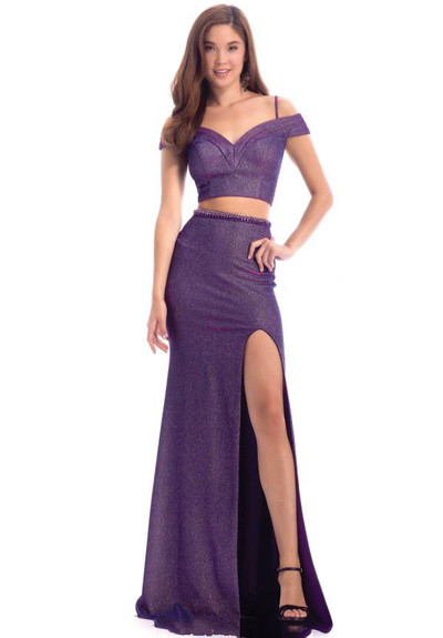 Clarisse 8148 Off Shoulder Two Piece Long Fitted Prom Dress