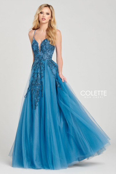 Colette by Daphne CL12042 Sleeveless Tulle Long Gown