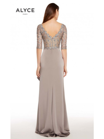 Alyce Paris 27260 Stretch Crepe Beaded Lace Bodice Dress