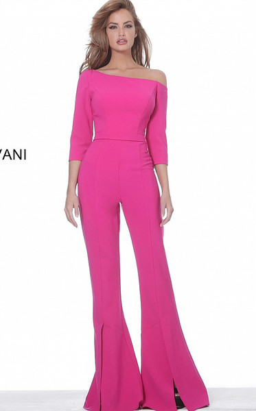 Jovani 1867 Three Quarter Sleeve Contemporary Long Jumpsuit
