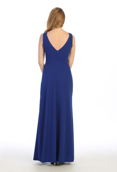 Celavie 6493-L Jersey V-Neck Sleeveless Long Dress