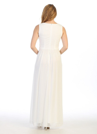 Celavie 6474 Chiffon V-neckline Sleeveless Ruched Dress