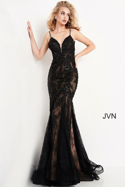 JVN by Jovani JVN06475 Open Back Embroidered Dress