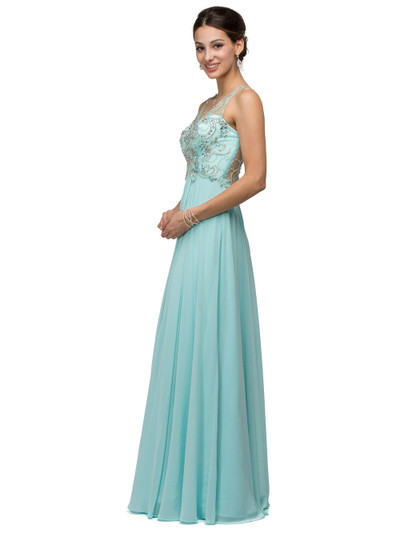 Dancing Queen 9603 Long Lace Adorned Illusion A-line Dress