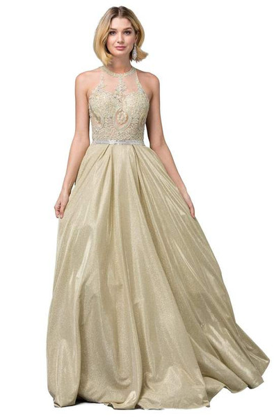 Dancing Queen 2829 Sleeveless Embroidered Halter Neck Gown